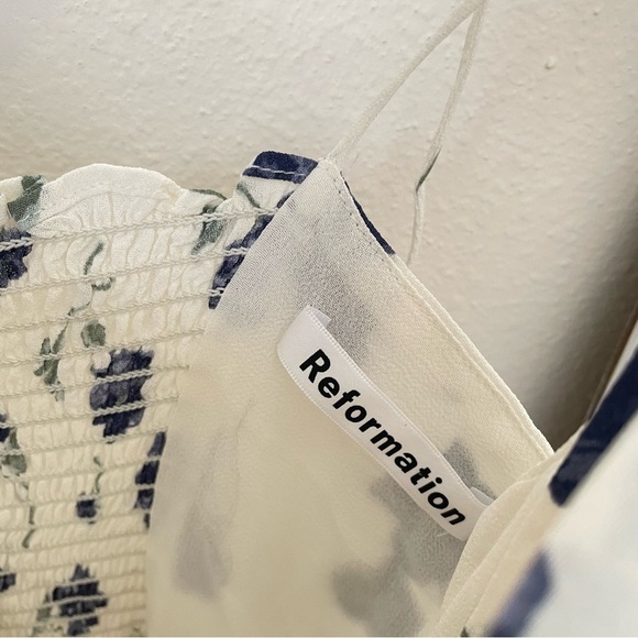 Reformation Emmie Midi Floral Dress in Blueberries - Picture 4 of 7